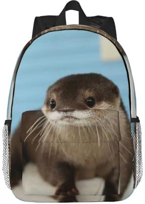 MISTRARA Cute Otter Leichter Rucksack, Laptop-Rucksack, Wanderrucksack, Sportrucksack, 38,1 cm, Schwarz , One size