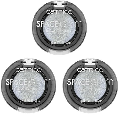 Catrice Space Glam Chrome Eyeshadow, Lidschatten, Nr. 040, Silber, langanhaltend, Expressergebnis, hochpigmentiert, vegan, ohne Mikroplastikpartikel, Nanopartikel frei, ohne Parfüm, 3er Pack (3x1g)