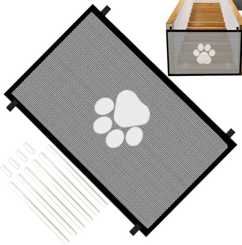 Hundegitter aus Netzstoff – zusammenklappbare Hundebarriere | einziehbare Barriere für Haustiere, tragbar, große Falttür für Türen, Treppen, Flure, Eingänge,