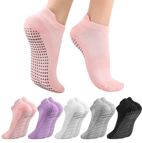 Utensilsto 5 Paar Stoppersocken Damen Yoga Socken 37-40 Antirutschsocken Pilates Socken Für Damen Pilates, Yoga, Barre, Tanz, Fitness