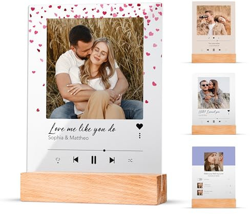 Amari ® Personalisiertes Fotogeschenk (Spotify) – Spotify Glas Foto Geschenk – Song Cover Glas Fotogeschenke - Personalisierte Geschenke Frauen Männer, Geschenk Freund, Glasbilder