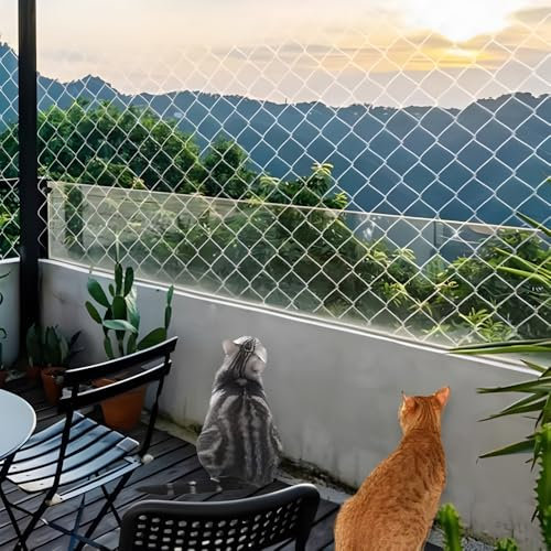 JOAASU Red para Gatos Terraza, 10 x 3m Red para Gatos para Balcón, Redes para Gato con Bridas, Ganchos y Tornillos de Expansión, Malla Gato Protectora Balcon para Balcones, Terrazas y Ventanas