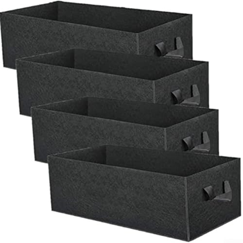 Bolsa rectangular de fieltro para plantar plantas de tela no tejida engrosada, contenedor para plantas vegetales con asas, paquete de 4 (50 x 30 x 20)