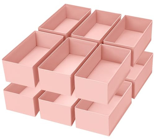 Homsorout Kleiderschrank Organizer Schubladen Organizer - Faltbare Aufbewahrungsbox Stoff Schubladen Ordnungssystem Unterwäsche Organizer für Hosen, Kleidung, Socken, 12 Stück Rosa
