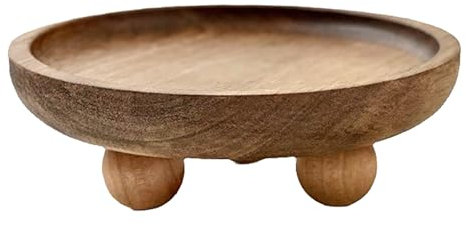 Jipersuo Plateau rond en bois sur pied décoratif pour table de centre, table d'entrée, ferme, cuisine, 1 pièce. Caractéristiques : Figurines décoratives (kaki, 13 x 4,5 cm)