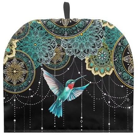 Coloranimal Green Mandala Hummingbird Print Teapot Cozy Cover Insulated Tea Pot Dust Cover with Top Handle Breakfast Pot Cover Fashion Coffee Kettle Protector