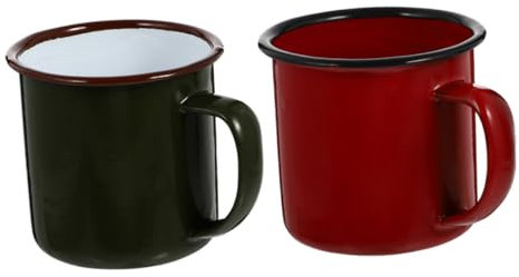 Holibanna 2piezas Tazas Retro De Esmalte Vasos Antiguos Para Beber Agua y Té Material Resistente y Ligero Con Suaves Para Uso Diario Hogar