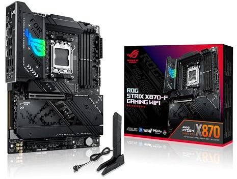 ASUS ROG Strix X870-F Gaming WiFi AMD AM5 X870 ATX Motherboard 16+2+2 Power Stages, DDR5, WiFi 7 Q-Antenna, 4X M.2, PCIe® Q-Release Slim, USB4®, USB Type-C®, AI OCing, AI Cooling II, AI Networking