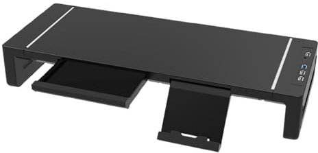 Monitor Stand Black - Stand de escritorio con cajón | Ajustable de 20.47 pulgadas plegables con elevador de cajón para la computadora portátil de escritorio TV Table de trabajo Impresora de trabajo de