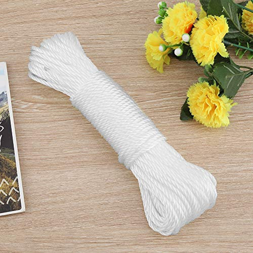 Saluaqui Corde en Nylon Polyvalente 20m pour l'extérieur - Corde à Linge en Nylon et Cordon de Bricolage Durable et Non Toxique pour Le Camping, Jardin, Bleu (White)