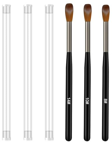 BQMEZRNUS 6Pcs Acrylic Nail Brush Set, Size 8/10/14 | Synthetic bristles for acrylic & 3D carving, beginner & salon pro, ergonomic handle easy-clean design, great gift