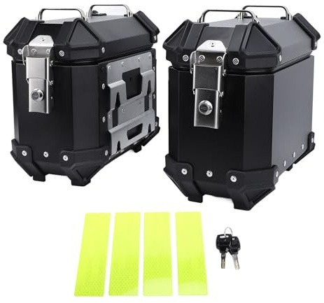 Segrehy Motorrad -Seitenkoffer Aluminiumlegierung Hartes Satteltasche Lock Griff Helm Gepäck (Schwarz)