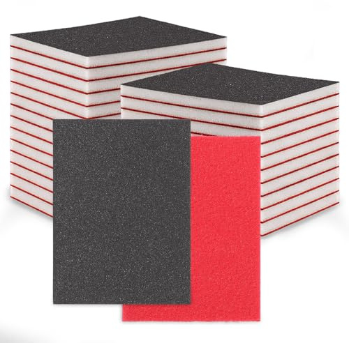 24 Stück Schleifschwämme Set, 100-3000 Körnung Trocken & Nass Schleifpapier | Schleifschwamm Holz, Professional Schleifpads für Holz Metall Farbe Möbel Autokarosseriereparatur Polieren Modellbau