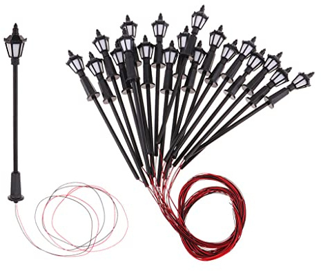10 Stück Modellleuchten LED Laternenpfahl 1:100 Straßenbeleuchtung für HO TT N Skala Modellbahn Gartenlampen- T01 1:75
