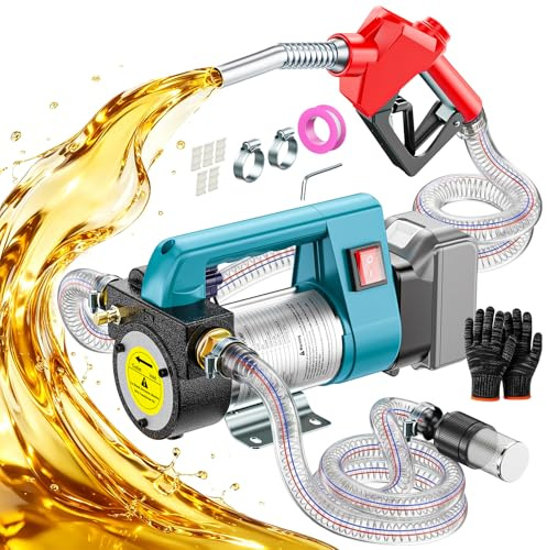 Ecarke Akku-Dieselpumpe kompatibel mit Makita 18V Akku, 45 L/min Akku-Kraftstoffpumpe mit Auto-Stopp-Zapfpistole, Elektrische Transferpumpe für Kerosin und Tankpumpe mit 2 m Schlauchset (ohne Akku)