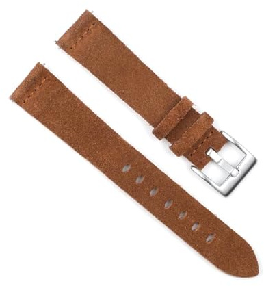 Belivceng Retro-Uhrenarmband aus Wildleder, handgefertigtes Nahtdesign, Ersatzarmband, Größen 18 mm bis 24 mm,Kaffee,20 mm