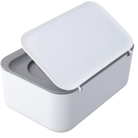 Wet Baby Wipes Dispenser Box with Dual-Function Lid and Compression Seal to Limit Air Exposure and Maintain Wipe Integrity (Gray)