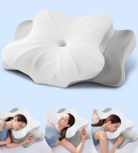 DONAMA Cuscino Cervicale per Dormire, 2 in 1 Cuscino Ergonomico in Memory Foam con Federa Sfoderabile e Lavabile