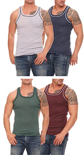 Herren Unterhemden Vollachsel Achselhemden Feinripp farbig Gr. M - 7XL | Tank Top herren, perfekte Passform, atmungsaktiv, angenehmer Sitz, Baumwollmischung, ärmellos, Unterziehshirt , Rundhals