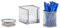 Relaxdays Schreibtisch Organizer 3er Set Metall, Schreibtisch-Set, Büroset Mesh, Zettelbox, zwei Köcher, silber, 13.5 x 10.5 x 10 cm