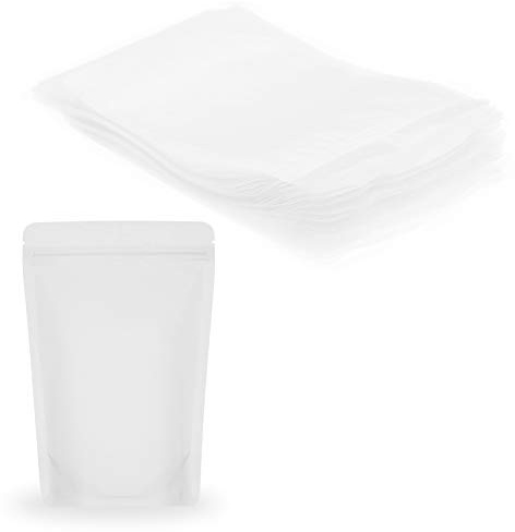 SumDirect 50pcs 11x17cm Matte Frosted Stand Up Food Bags Zipper Stand-up Reusable Sealing Food Pouches Snack Packing Bag with Tear Notch Thicken Heat sealable for Storing, Snack Tea and Drinking