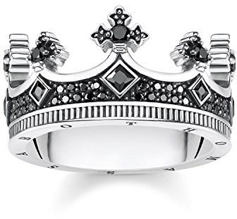THOMAS SABO Unisex Ring Krone 925 Sterlingsilber, Geschwärzt TR2208-643-11
