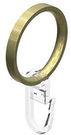 Interdeco Gardinenstangen Ringe mit Faltenhaken, Gardinenringe in Messing Optik für 20 mm Ø (16 Stück)