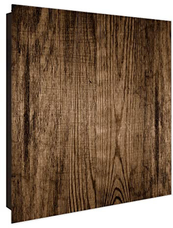 banjado® Großer Schlüsselkasten Glas/Schlüsselbox 30cm x 30cm mit 50 Haken - Motiv Maserung Dunkel/Schlüsselkasten modern für Schlüsselaufbewahrung mit beschreibbarer, magnetischer Glastür