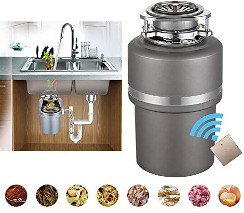 ZZKJBox Dissipatore Rifiuti, Compattatore, Grigio, Plastica, Touchscreen Remoto Wireless, Interruttore Touch, Protezione da Sovraccarico, Squelch Silenzioso, 1200 Ml, 220 V, A Incasso
