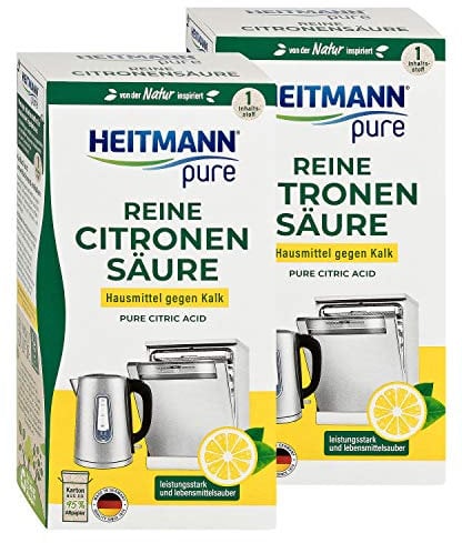 HEITMANN pure Reine Citronensäure: Ökologischer Bio-Entkalker - Pulver, 2x 350 g