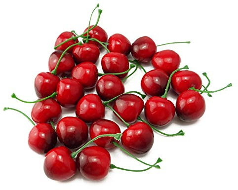 Ulalaza 26Pcs Fake Cherry Artificial Fruits Model Lifelike Cherries Home House Kitchen Party Decoration Desk Ornament