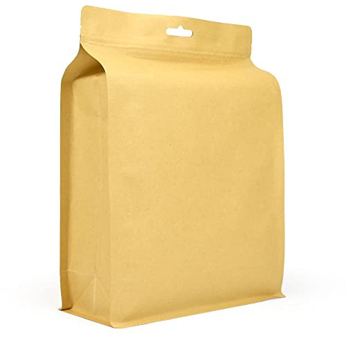 Evergreen Goods 50x Kraftpapier-Beutel mit Innenfolie, flachem Boden & Zip-Lock | Wiederverwendbar, hitzeversiegelbar | Für Tee, Kaffee, Nüsse, Samen, Trockenfrüchte (200x290mm) | Braun