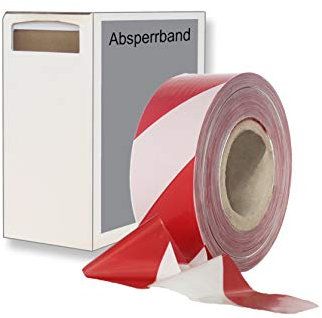 dm-Folien Absperrband - Flatterband rot-weiß 75mm / 500m mit/ohne Karton - dünnes und auffälliges Polyethylen Warnband und Trassierband – verschiedenfarbig
