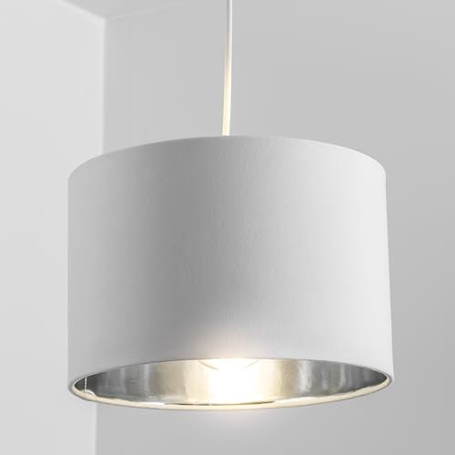 CGC Lighting Modern Velvet 30cm Drum Ceiling Lamp Shade Pendant Table Lamp Bedroom Dining Room Lounge (Cream)