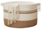 Inwagui Baumwollseilkorb Aufbewahrungskorb Baby Wäschekorb Groß Geflochtener Korb Decke Korb mit Griff für Wohnzimmer Kinderzimmer Decken Kissen und Spielzeug, H33 x D50cm (Weiß/Khaki)