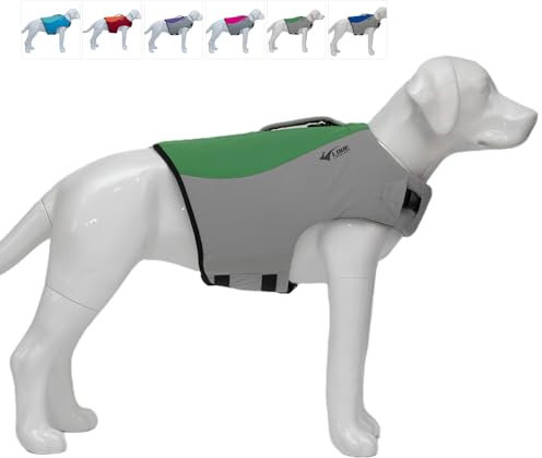 Hundeschwimmweste im Sportstil mit ausgezeichneter Auftriebskraft, stylische Hundeschwimmweste mit Rettungsgriff für kleine, mittlere und große Hunde Green XXL