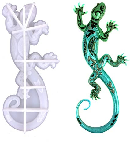 3D Eidechse Gecko Silikon Form for Harz, DIY Herstellung Handgemachte Home Wall Display Anhänger Bastelbedarf, Epoxidharz Bastelwerkzeuge for Wand Raum Garten Dekorationen