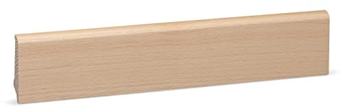 KGM Sockelleiste Coburger Profil – Fußbodenleiste Fichte Massivholz - Furnier Buche - ungedämpft Klarlack lackiert – Maße: 2400 x 14 x 60 mm – 1 Stück