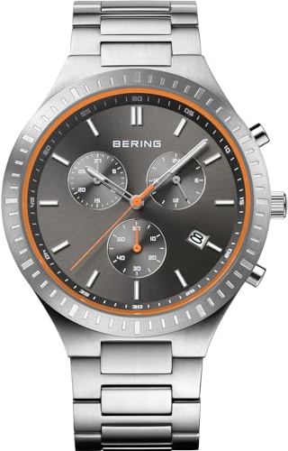 Bering Herren Quarz Uhr | Armbanduhr 43 mm Titangehäuse und Zifferblatt | Titanband mit Titanelementen | 5 ATM | 11743