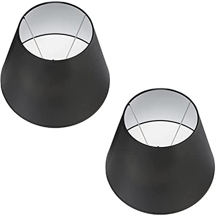 Othmro Schwarzer großer Lampenschirm, 2er-Set, 18 x 33 x 22 cm, Trommel-Lampenschirme für Tischlampen, Stoff, Bauernhaus-Glocke, Lampenschirme, Lampenschirm für Schlafzimmer, Wohnzimmer, Küche