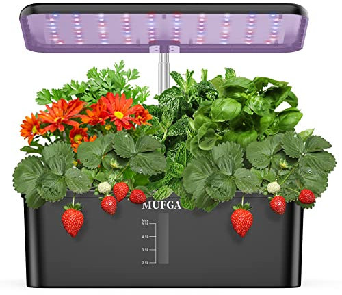 MUFGA 12 Pods Hydroponics Growing System, Indoor Garden with LED Grow Light, Plants Germination Kit, Mini Herb Garden