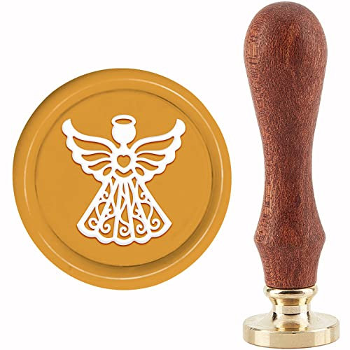 craspire Engel Wachssiegel Stempel Hochzeit Siegellack Stempel 30 mm/1.18 Zoll Abnehmbarer Messingkopf Siegelstempel Mit Holzgriff Für Geburtstag Hochzeitseinladungen Karten Geschenkverpackung