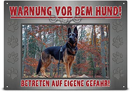 PR Print Royal Wetterfestes Vorsicht Hund Schild mit Foto - Warnung vor dem Hund - Hundeschild selbst gestalten mit Bild, Geschenk für Hundebesitzer | Mattes Metallschild, 21x15 cm