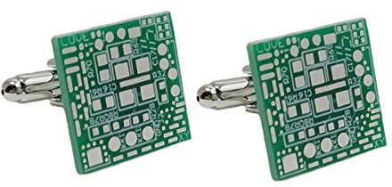 Amagogo 2X grüne Platine Manschettenknöpfe, einzigartiges Design, quadratisch, Kupfer-Computerchip-Manschettenknöpfe für den Vatertag, Vater, Bräutigam,