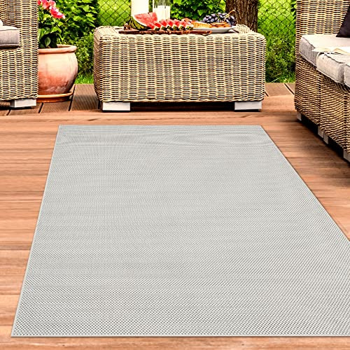 CARPETIA Teppich hell Flachegewebe In- & Outdoor in schlichtem Creme Größe 160x220 cm