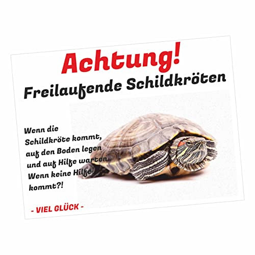 INDIGOS UG - Schild bedruckt - Achtung Schildkröten - Foto & Wunschtext personalisiert - Alu-Dibond - ab 20x15 cm - Spruch - Deko Geschenkidee für Ihr Tier - Zaun - Türschild