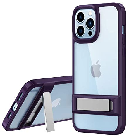 TECHGEAR iPhone 14 Pro Max Stand Case [Fusion Armour] Premium Hybrid Tough Rugged Kickstand Case Heavy Duty Protection with Clear Back, Supports Wireless Charging For iPhone 14 Pro Max 6.7 - Purple