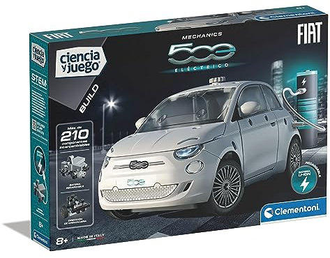 Clementoni 55505 Fiat 500 Eléctrico con Motor Juego de Construcciones, para Montar Coche Eléctrico, con App e Instrucciones; a Partir de 8 Años, Juguete en Español