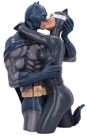 Nemesis Now Batman & Catwoman Büste 30 cm, Kunstharz, offizielles Lizenzprodukt, Batman & Catwoman küssendes Ornament, DC Hero Sammlerstück, gegossen aus feinstem Harz, fachmännisch handbemalt
