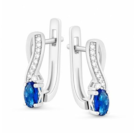 Sokolov Ohrringe aus 925 Silber mit blauen Kristallen und farblosen Zirkonia